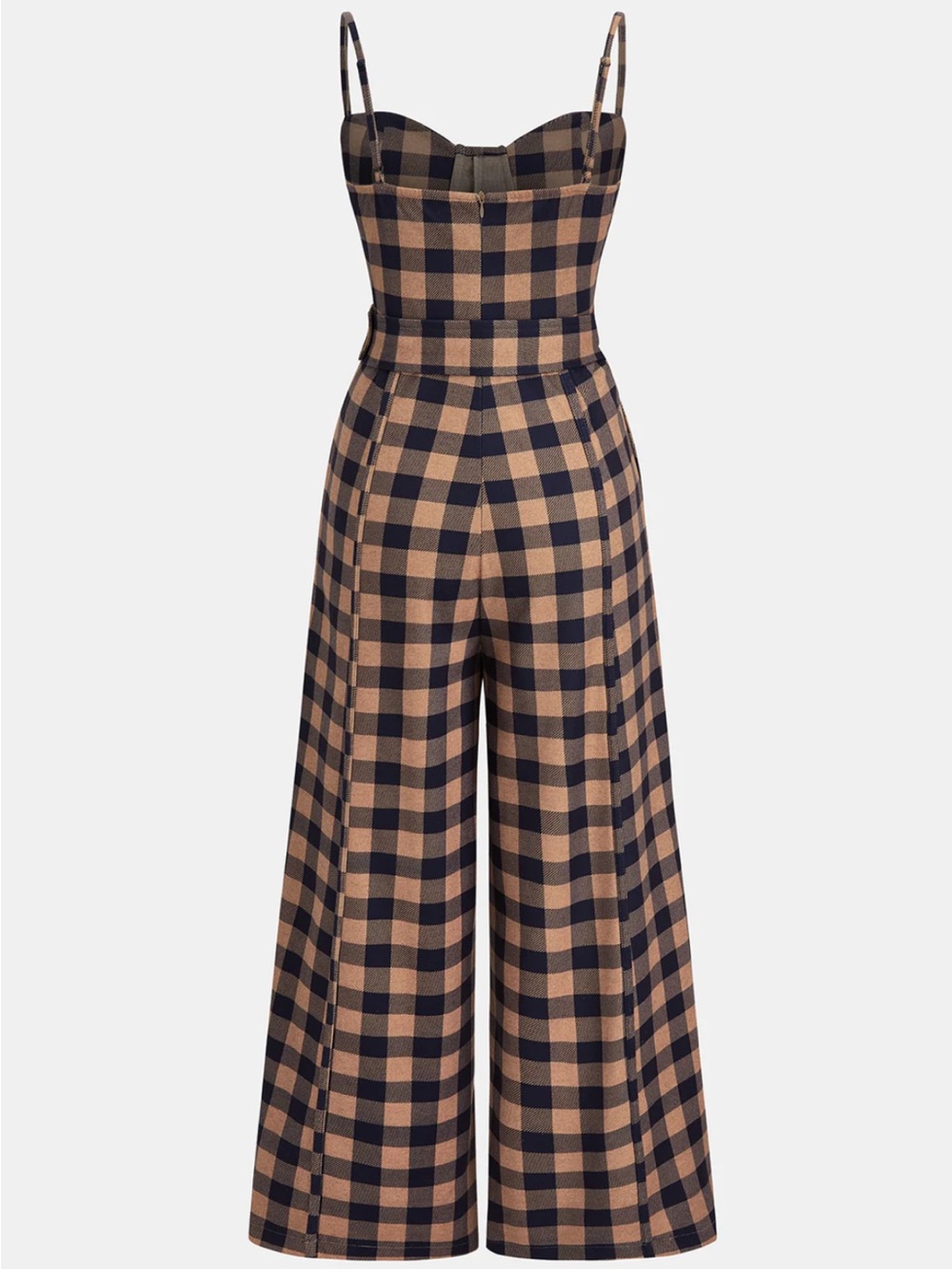 Commense Plaid Belted Wide-Leg Cami Jumpsuit Size Medium NWT - Picture 3 of 5